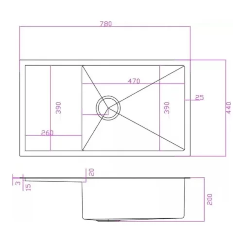 в молдове Кухонная мойка cо смесителем и дозатором Fabiano 78x44 Black